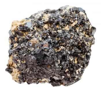 macro shooting of natural mineral stone - Perovskite stone (titanium ore - calcium titanium oxide mineral composed of calcium titanate) isolated on white background