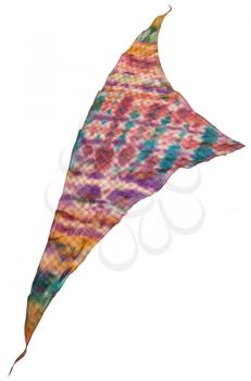 triangular scarf from hand painted linen batik isolated on white background