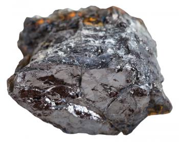 macro shooting of sedimentary rock specimens - black coal (bituminous coal) stone isolated on white background