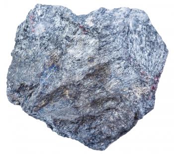 macro shooting of mineral resources - antimony ore stone (Stibnite, antimonite) isolated on white background