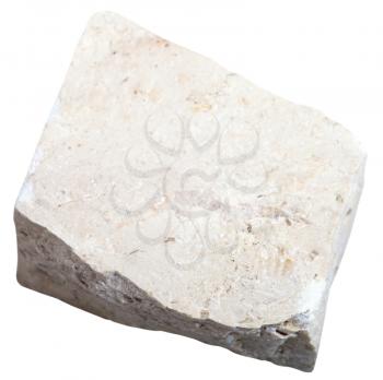 macro shooting of sedimentary rock specimens - chemogenic Limestone stone isolated on white background