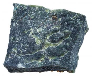 macro shooting of Igneous rock specimens - Dunite (olivinite) mineral isolated on white background