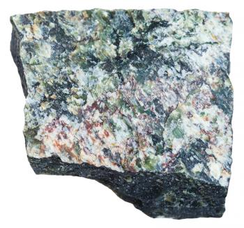 macro shooting of Igneous rock specimens - Dunite (olivinite) stone isolated on white background