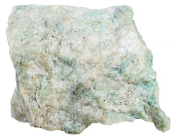 macro shooting of metamorphic rock specimens - listvenite (Listwanite) mineral isolated on white background