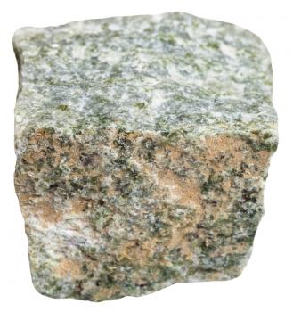 macro shooting of metamorphic rock specimens - quartz mica schist stone isolated on white background