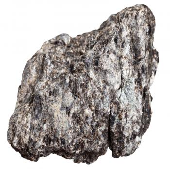 macro shooting of metamorphic rock specimens - quartz biotite schist mineral isolated on white background