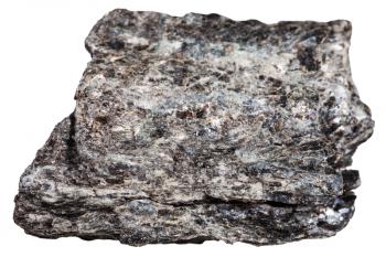macro shooting of metamorphic rock specimens - quartz-biotite schist mineral isolated on white background