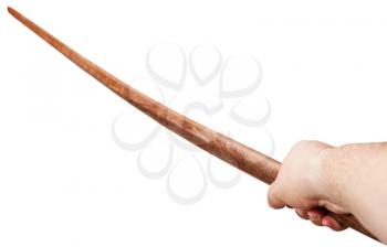 arm with Bokken - Japanese wooden sword used for training in martial arts aikido, kendo, iaido and kenjutsu, isolated on white background