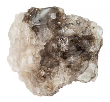 macro shooting of specimen of natural mineral - piece of halite (rock salt) stone isolated on white background