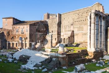 travel to Italy - Remains of Forum of Augustus with the Temple of Mars Ultor on ancient roman forums in Rome city