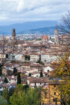 travel to Italy - above view of Florence city in autumn day