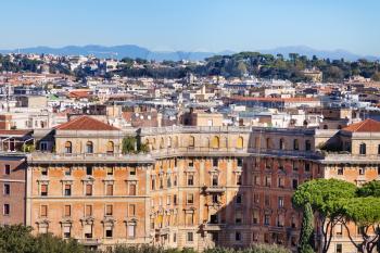 travel to Italy - above view of apartment buildings in Rome city