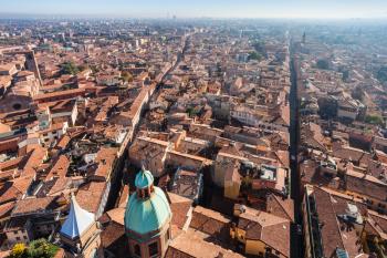 travel to Italy - above view of Bologna cityscape from Asinelli tower