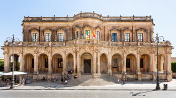 travel to Italy - front view of Palazzo Ducezio (Town Hall) in Noto city in Sicily