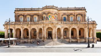 travel to Italy - facade of Palazzo Ducezio (Town Hall) in Noto city in Sicily
