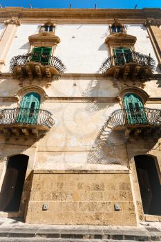 travel to Italy - facade of urban house in Noto city in Sicily