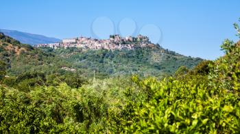 travel to Italy - view of Castiglione di Sicilia town on hill in Sicily