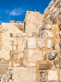 Travel to Middle East country Kingdom of Jordan - inner walls of medieval Kerak castle