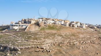 Travel to Middle East country Kingdom of Jordan - view of Al-Karak city in sunny winter day