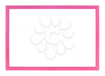 horizontal modern pink picture frame with cut out canvas isolated on white background