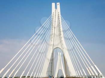 Travel to Algarve Portugal - cable-stayed bridge near Portimao city (Portimao bridge)