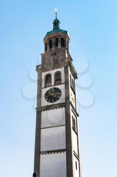 Travel to Germany - top of Perlachturm (medieval clock tower) in Augsburg city in spring day