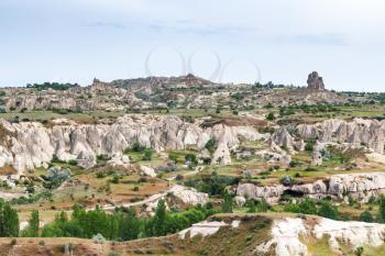 Travel to Turkey - old mountains in Goreme National Park in Cappadocia in spring
