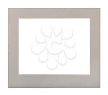 wide flat gray passe-partout for picture frame with cut out canvas isolated on white background