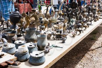 Travel to Turkey - local souvenirs on street market in Goreme town in Cappadocia in spring