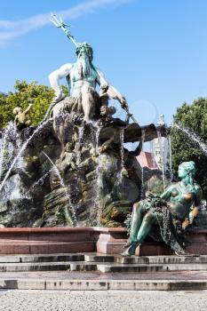 travel to Germany - Neptune Fountain (Neptunbrunnen) in Berlin city in september