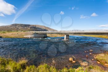 travel to Iceland - bridge over Bruara river at Laugarvatnsvegur road in september