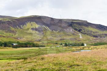 travel to Iceland - valley in Hveragerdi Hot Spring River Trail area in september