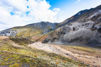 travel to Iceland - mountains around Graenagil canyon, Landmannalaugar area of Fjallabak Nature Reserve in Highlands region of Iceland in september