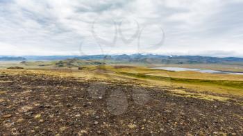 travel to Iceland - Dyrholaey cape and Atlantic ocean coast near Vik I Myrdal village (view from Dyrholaey) on Atlantic South Coast in Katla Geopark in september