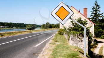 travel to France - view of road route D952 along Loire river near Blois city in Val de Loire region in sunny summer day