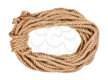bight of natural jute rope isolated on white background