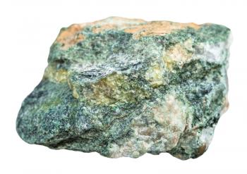 macro shooting of natural mineral - rough beryl rock isolated on white backgroung from Ural Mountains