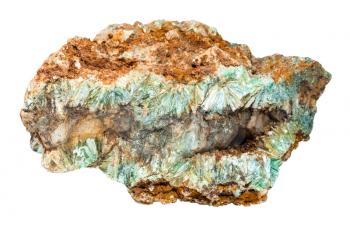 macro shooting of natural mineral - geode of Pyrophyllite stone isolated on white backgroung from Ural Mountains