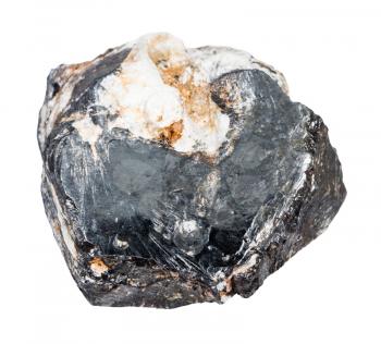 macro shooting of natural mineral - raw Hematite crystal isolated on white backgroung from Central Ural Mountains
