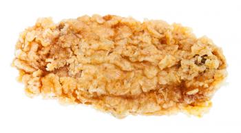 one crispy batter deep-fried chicken wing isolated on white background