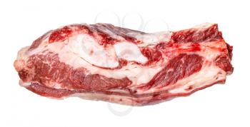 raw piece of beef brisket isolated on white background