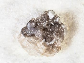 top view of rough Halite mineral in grained Rock Salt close up