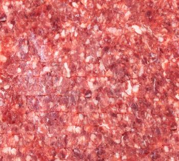 textured background from raw minced beef meat close up
