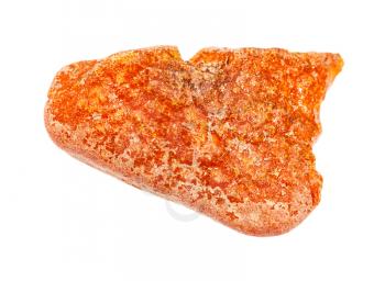 closeup of sample of natural mineral from geological collection - raw unpeeled Amber nugget isolated on white background