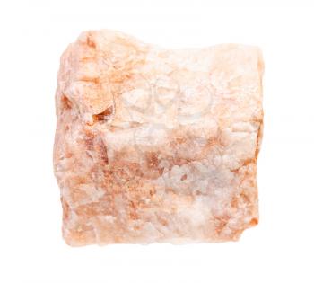 closeup of sample of natural mineral from geological collection - raw Feldspar stone isolated on white background