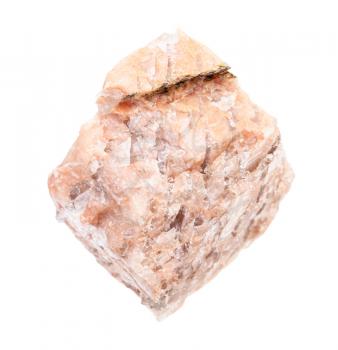 closeup of sample of natural mineral from geological collection - rough Granite pegmatite rock isolated on white background