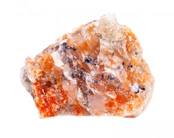 closeup of sample of natural mineral from geological collection - raw Rock Salt (Halite) isolated on white background