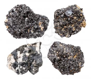 set of various Perovskite rocks isolated on white background