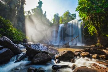 Tropical waterfall Phnom Kulen, Cambodia