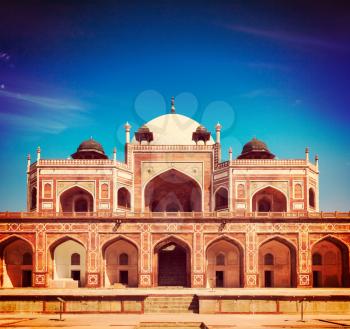 Vintage retro effect filtered hipster style travel image of Humayun's Tomb. Delhi, India